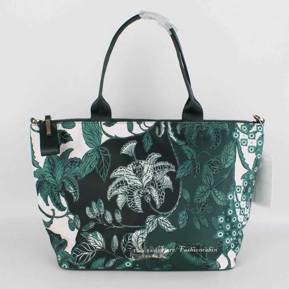 NWT Ted Baker Rococo Nylon Tote Bag, Turquoise, Zip Closure for Office to Travel